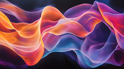 Fototapeta premium An abstract depiction of light waves, with flowing ribbons of glowing colors shifting and blending into each other