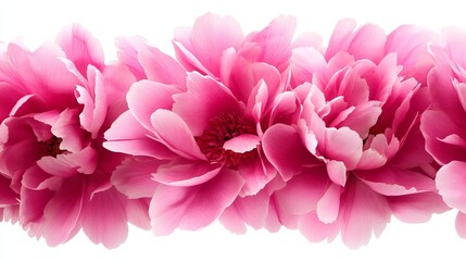 Fototapeta premium Pink peony flower fully bloomed, detailed petals, isolated on a clean white background, ideal for wedding and floral designs