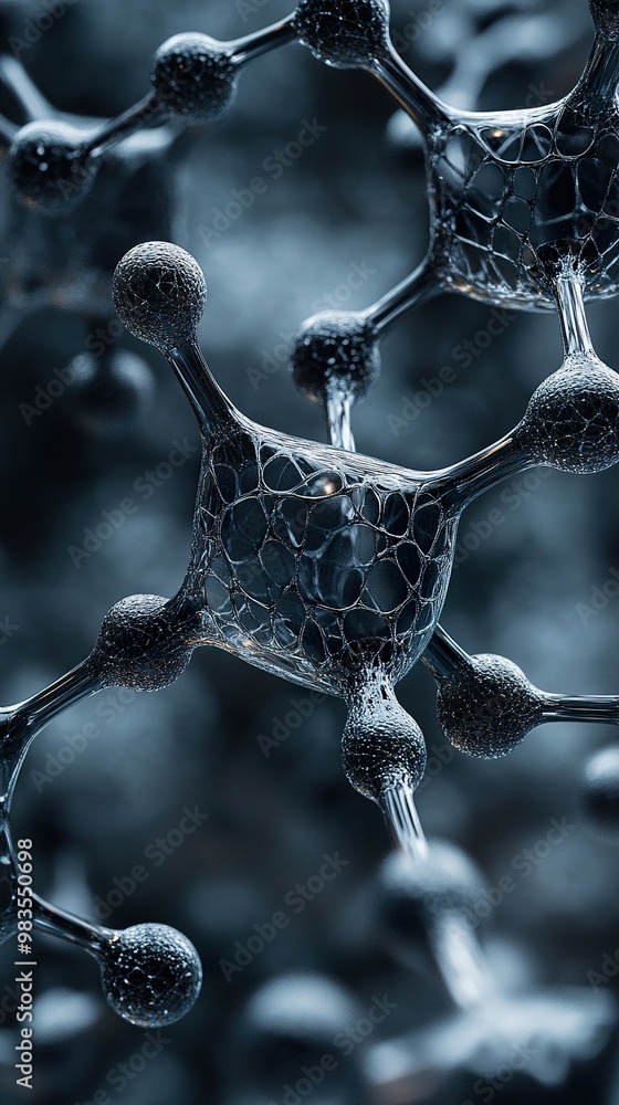 Poster abstract molecular structure: a 3d render of a molecule