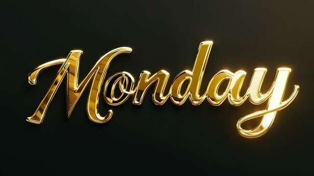 Gold Shiny "Monday" Text Animation on Dark Background