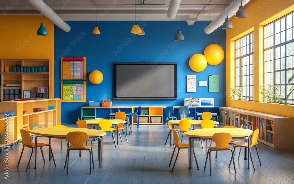 Fototapete dynamic image of educational tools like interactive screens and educational software in a contempora