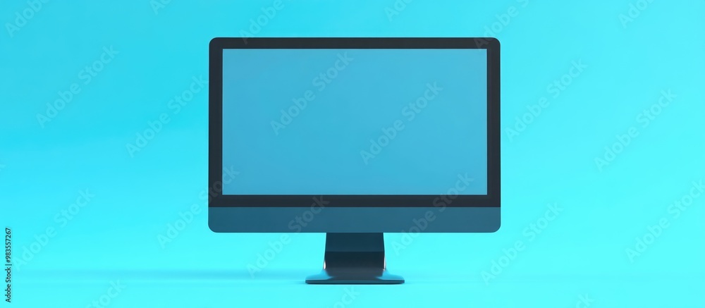 Poster realistic illustration of a computer monitor featuring a blank display