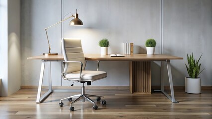 Modern designer desk and chair set for creative workspace with clean lines and sleek design