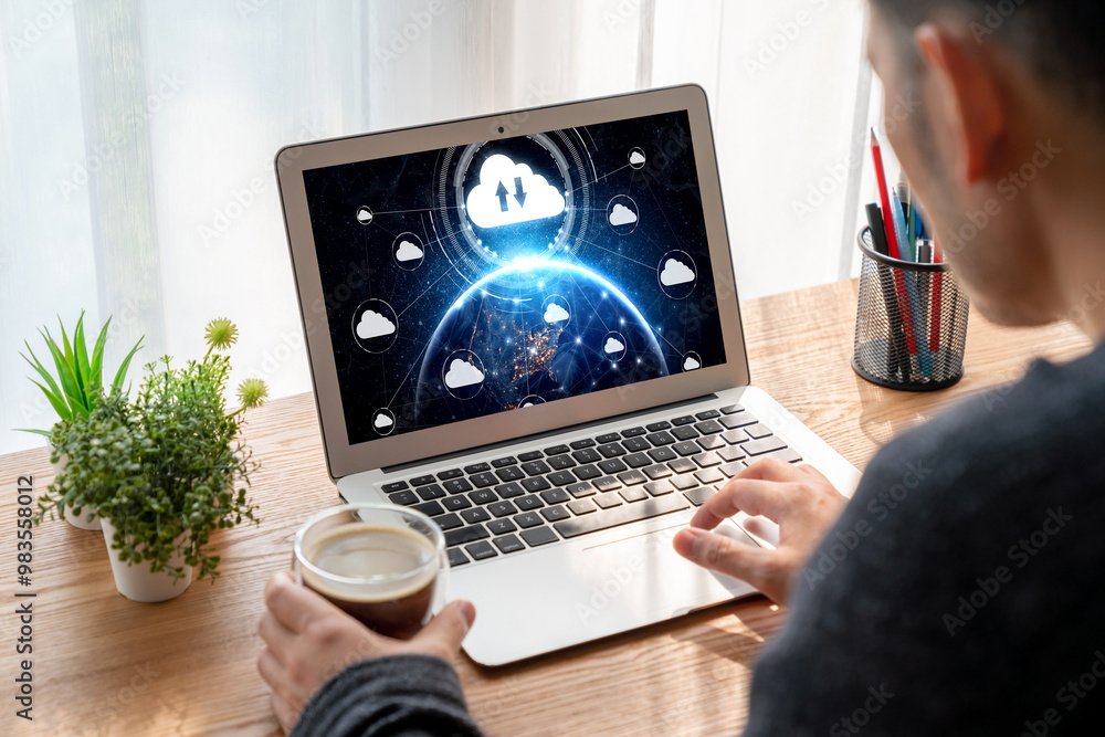 Poster cloud computing software for modish remote work and personal data storage