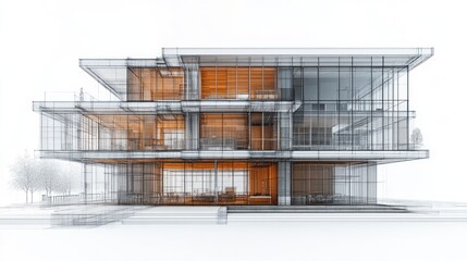 Modern architectural design with transparent and open spaces.