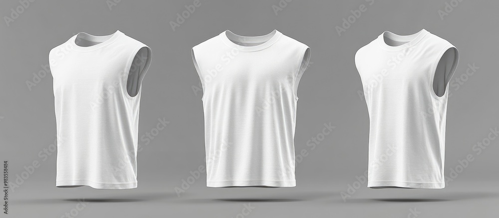 Poster sleeveless t shirt mockup displayed in front and back views ideal for design presentation and print 