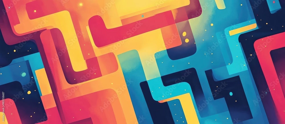 Poster abstract square maze designed for children engaging puzzle labyrinth with solution included flat ill