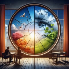 Fototapeta premium Future seen through the window