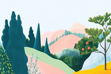 Illustration of Enchanting Bumps and Hilly Landscapes