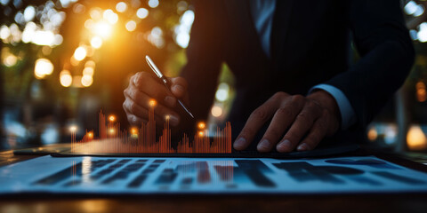 A man is writing with a pen on a piece of paper. Concept of focus and determination as the man writes. The pen and paper represent the act of communication and the importance of conveying ideas