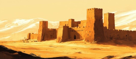 Ancient fortress in a desert landscape
