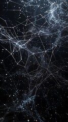A digital representation of interconnected lines and dots resembling a cosmic network.