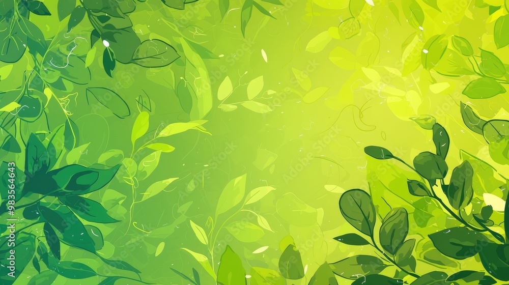 Poster light green vector abstract design featuring leaves sketchy doodles against a blurred background cre