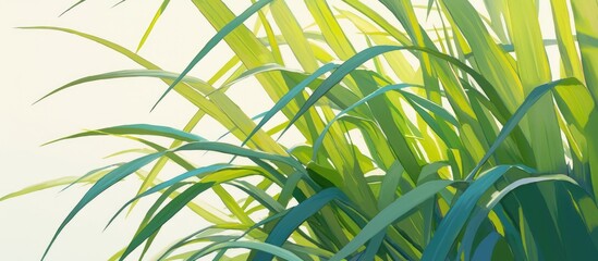 Painting of a green papyrus plant