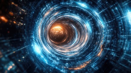 Vortex tunnel background representing a wormhole transporting through time and space in a sci fi theme