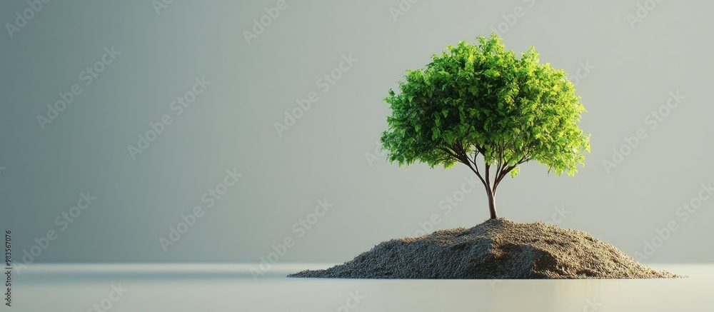 Aufkleber isolated growing tree in a 3d rendering