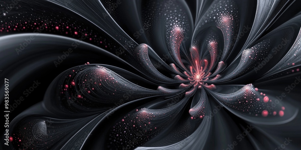Poster abstract fractal design featuring a black background suitable for logos design concepts web applicat