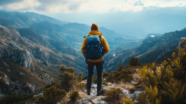 Travel photographer capturing stunning landscape at remote mountain location.