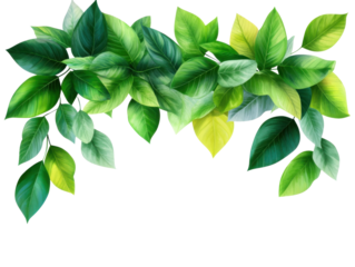 Vibrant green leaves arranged beautifully, PNG