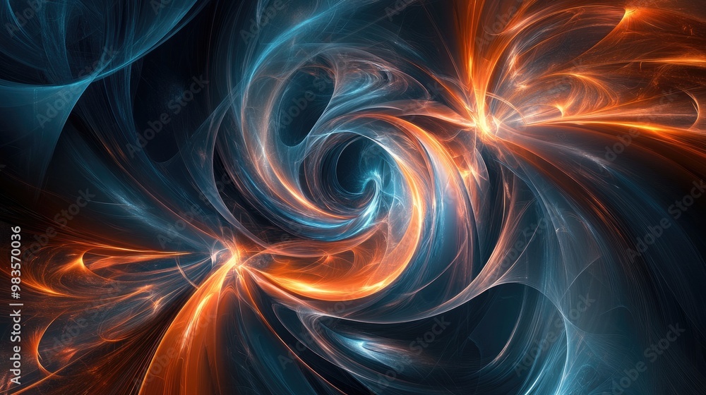 Poster abstract digital fractal with imaginative design elements