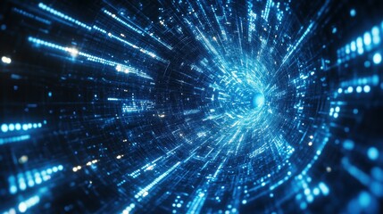Fototapeta premium Futuristic blue holographic displays with data streams in constant motion