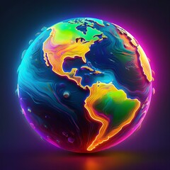 globe of earth with a neon color