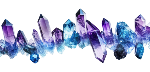 PNG Purple blue crystals gemstones amethyst minerals.
