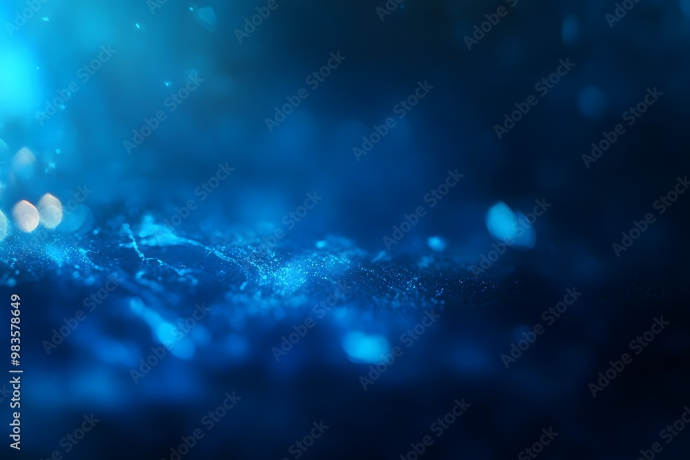 Wall mural abstract blue background with glowing particles