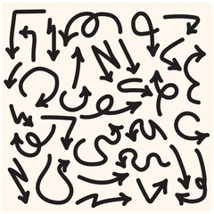 Doodle arrows set with background cream