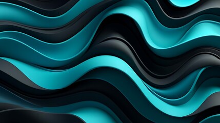Abstract wavy pattern in black and turquoise, showcasing a modern design aesthetic.