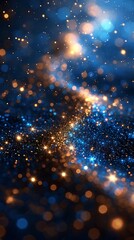 Obraz premium A mesmerizing abstract background with glowing blue and orange particles resembling stars.