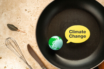 There is speech bubble with the word Climate Change. It is as an eye-catching image.
