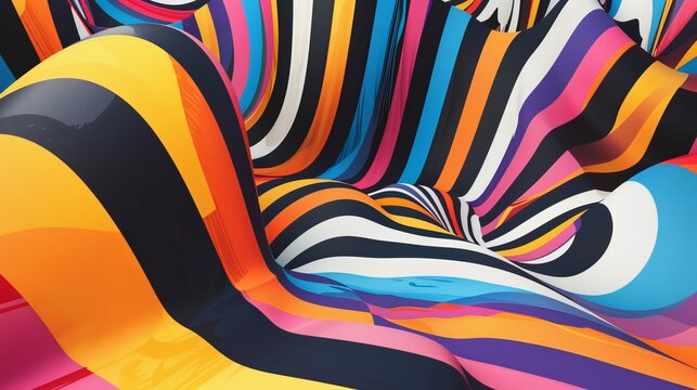 Vibrant stripes in bold colors against a stunning yupi background creating a playful atmosphere