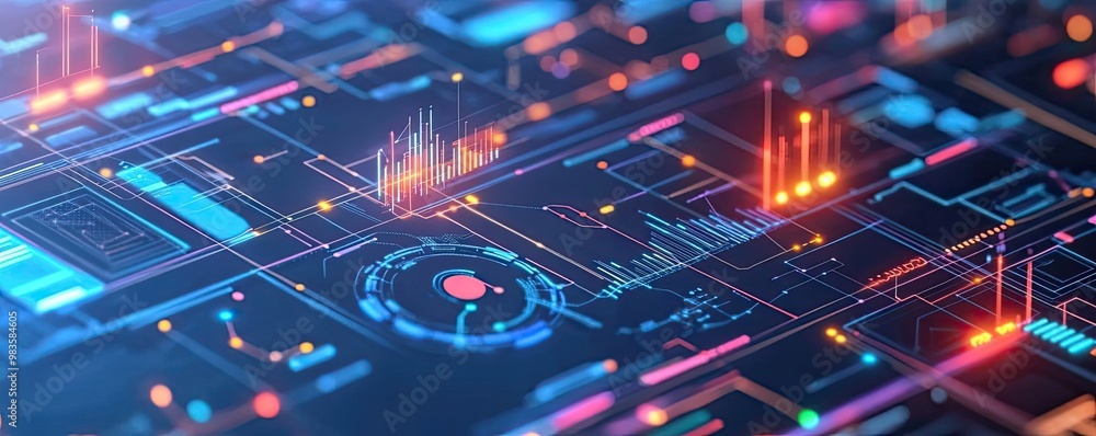 Aufkleber futuristic technology background featuring digital circuits and glowing nodes. perfect for tech and 