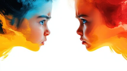 An abstract artwork featuring a mix of contrasting and complementary colors blending together, representing artistic creativity and the beautiful interplay of hues.