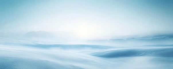 A serene winter landscape with soft blue hues and gentle snow drifts, evoking a sense of tranquility and calmness.