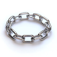 Obraz premium A steel chain forms a perfect circle, its strength stark and bold on the white background.