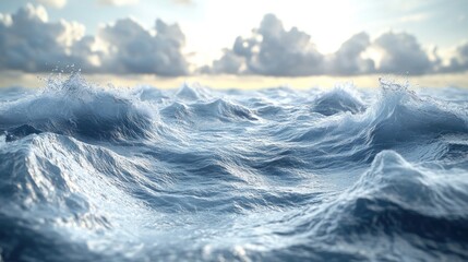 Obraz premium A serene view of ocean waves under a cloudy sky.
