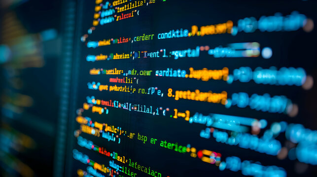 A Close Up of a Computer Screen Displaying Colorful Lines of Code