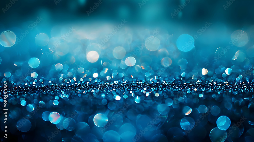 Aufkleber abstract blue glitter background with bokeh lights, creating a sparkling and festive atmosphere