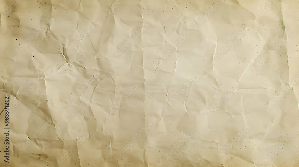 Aufkleber close-up of a crumpled and aged paper texture with visible wrinkles and spots, showing the effects o