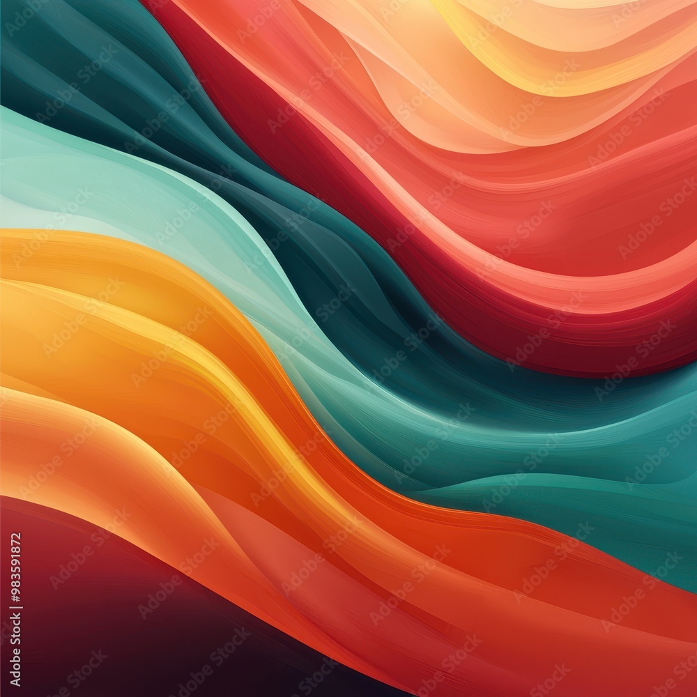Aufkleber abstract wave patterns with vibrant colors and smooth gradients.