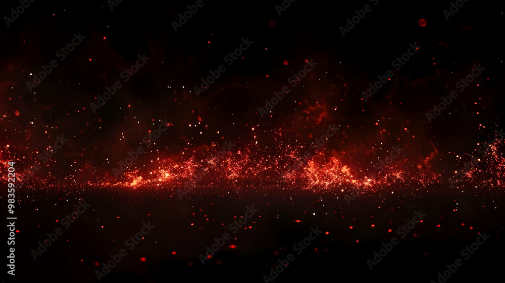 Aufkleber abstract red sparkles and smoke on a black background creating a dramatic and ethereal atmosphere