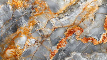 Obraz premium Abstract natural stone texture with vibrant orange and grey layers