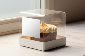 Cupcake box label png product mockup, transparent design