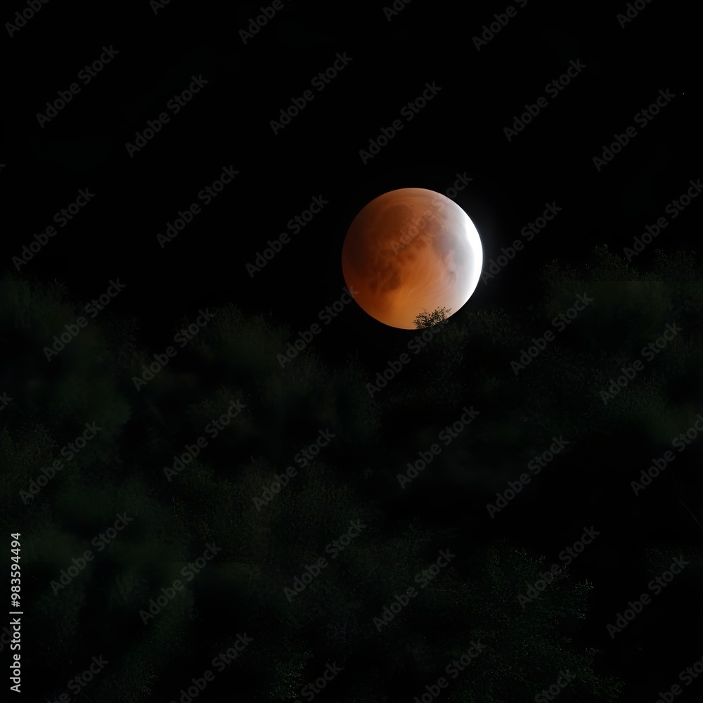 Poster composite image showcasing the various phases of a lunar eclipse.