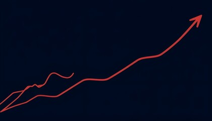 A stock market graph with upward trending lines and dynamic curves, indicating growth or business success in the financial industry on a dark blue background.	