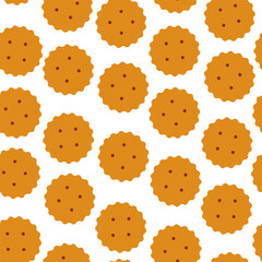 Cute cookie seamless pattern background. biscuits pattern background. chocolate chips pattern background. Cartoon illustration of Cookies. biscuits illustration.
