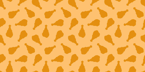 fried chicken seamless pattern background. Fried chicken pattern. fast food pattern background. Chicken leg seamless pattern. Chicken drumstick pattern background.