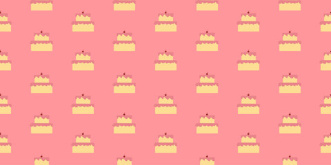 pastry seamless pattern with cakes. cupcake pattern background. cake pattern background. Pink strawberry and cream sponge cake background.